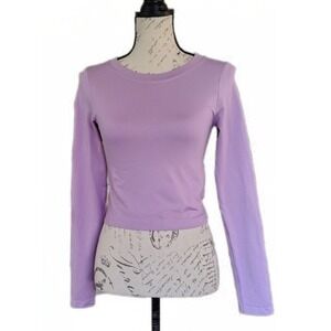 Lovepoem Nina Cropped Long Sleeve Lavendar Purple S Stretch Fitted Balletcore